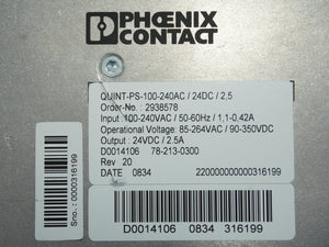 Phoenix Contact 2938578 QUINT-PS-100-240AC/24DC/2,5
