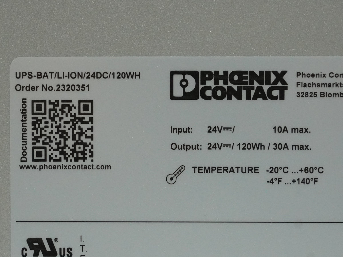 Phoenix Contact 2320351 UPS-BAT/LI-ION/24DC/120WH Energy Storage Battery Module