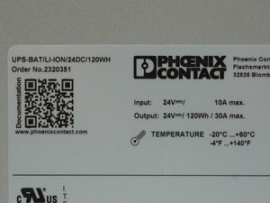Phoenix Contact 2320351 UPS-BAT/LI-ION/24DC/120WH Energy Storage Battery Module