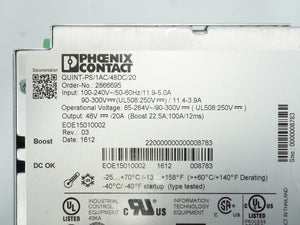 Phoenix Contact 2866695 QUINT-PS/1AC/48DC/20 Power Supply