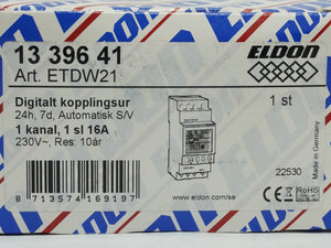 Eldon 1339641 ETDW21 Digital Time Switch 24h 7d 1 Channel 16A