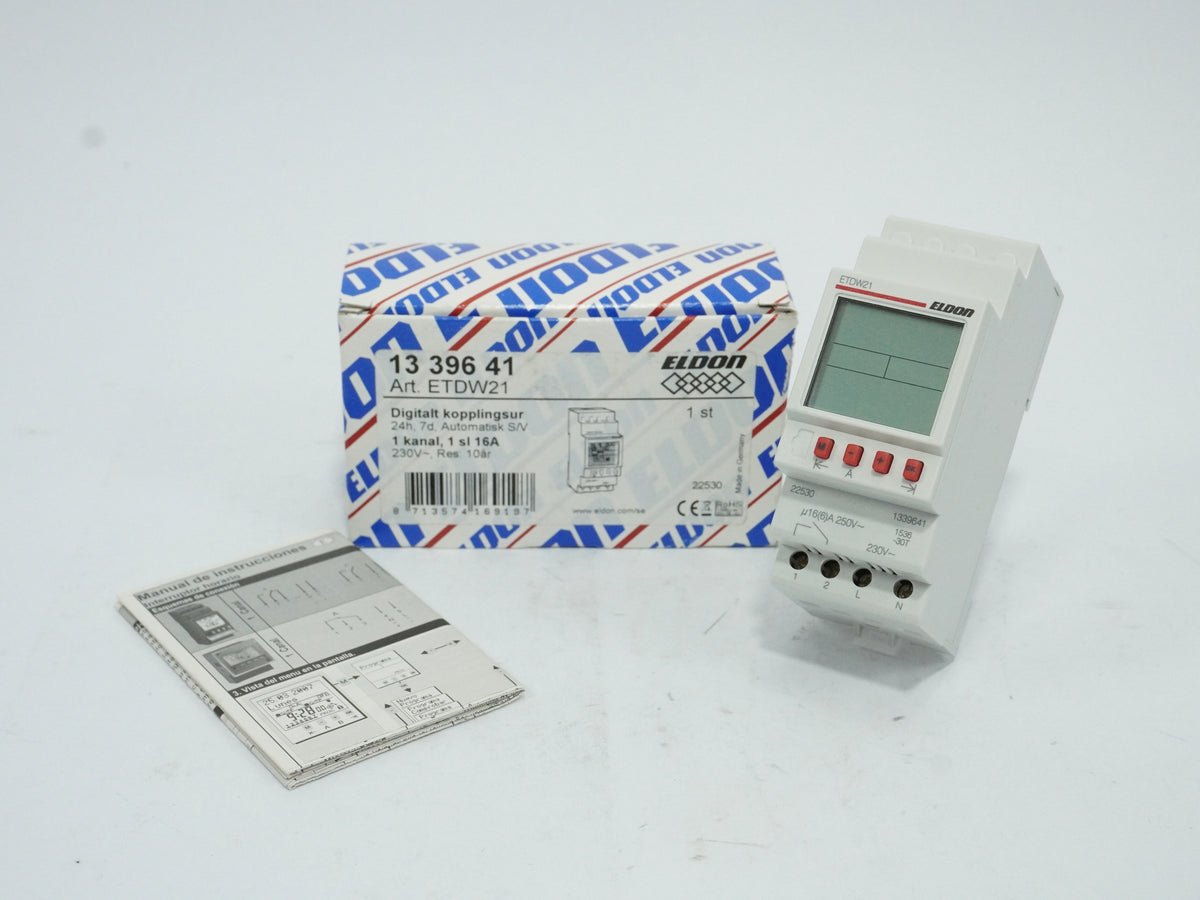 Eldon 1339641 ETDW21 Digital Time Switch 24h 7d 1 Channel 16A
