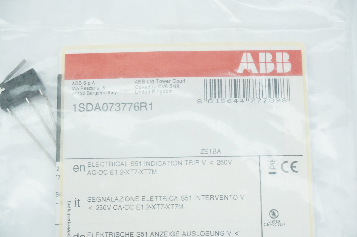 Abb 1SDA073776R1 ZE1BA Electrical S51 Indication Trip Auxiliary Contact