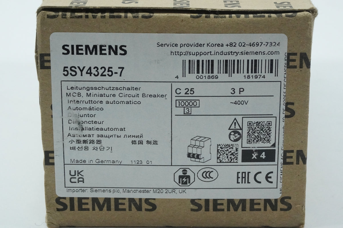 Siemens 5SY4325-7 MCB Miniature Circuit Breaker C25 3P 4 pcs.