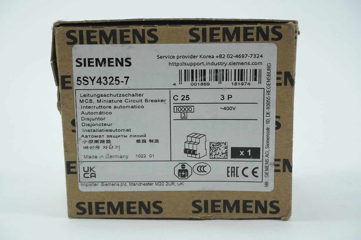 Siemens 5SY4325-7 5SY4325-7 MCB Miniature Circuit Breaker C25 3P