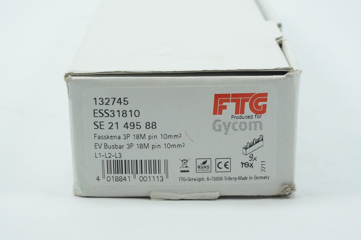 FTG ESS31810 EV Busbar 3P 18M pin 10mm² L1-L2-L3 9pcs. batch