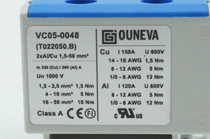 Ouneva VC05-0048 VC05-0048 Terminal Block Connector 2xAl/Cu 1.5-50mm²