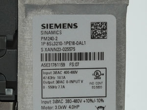 Siemens 6SL3210-1PE18-0AL1 Frequency Converter 3kW 4HP with G120FSAKIT