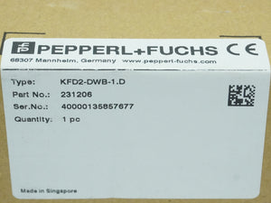 Pepperl+Fuchs 231206 KFD2-DWB-1.D Rotation Speed Monitor
