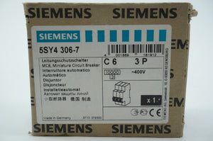 Siemens 5SY4 306-7 5SY4 306-7 MCB Miniature Circuit Breaker C6 3P