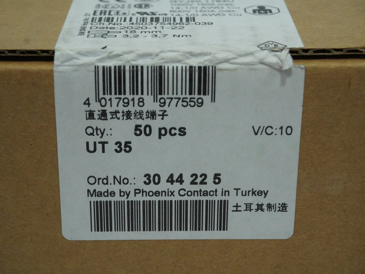 Phoenix Contact 3044225 UT 35 Feed-Through Terminal Block Batch 50 Pcs.