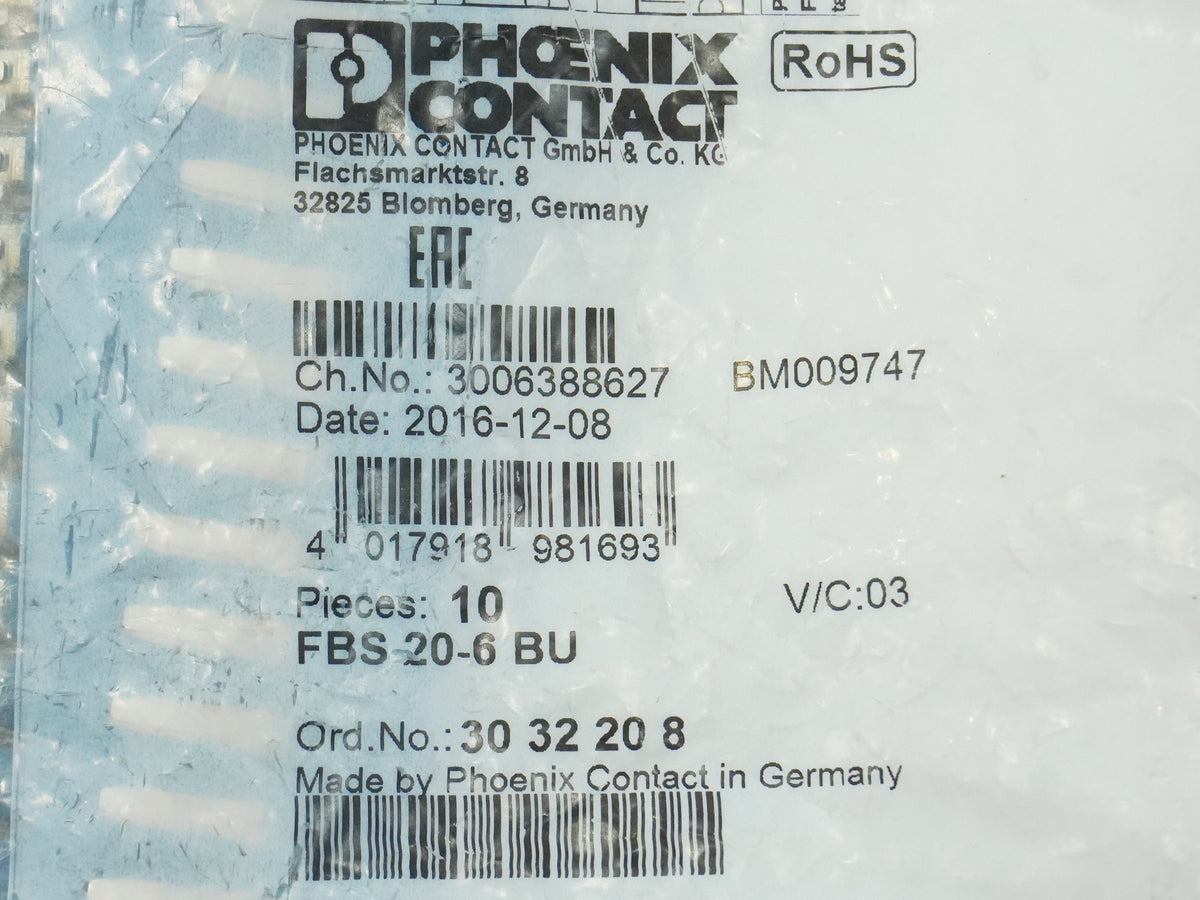 Phoenix Contact 3032208 FBS 20-6 BU Batch 8 Pcs.
