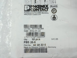 Phoenix Contact 3030226 FBS 20-5 Plug-in Bridge Batch 10 Pcs.