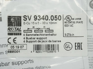 Rittal SV 9340.050 SV 9340.050 Busbar Support E-Cu 15x5 - 30x10mm  Batch 4 Pcs.