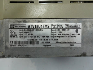 Schneider Electric ATV18U18M2 Variable Speed Drive 1HP 0.75kW