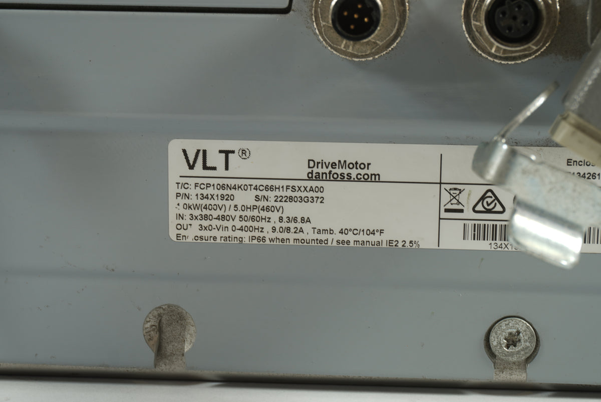 Danfoss 134X1920 VLT DriveMotor FCP106N4K0T4C66H1FSXXA00 W: 12.FCP106