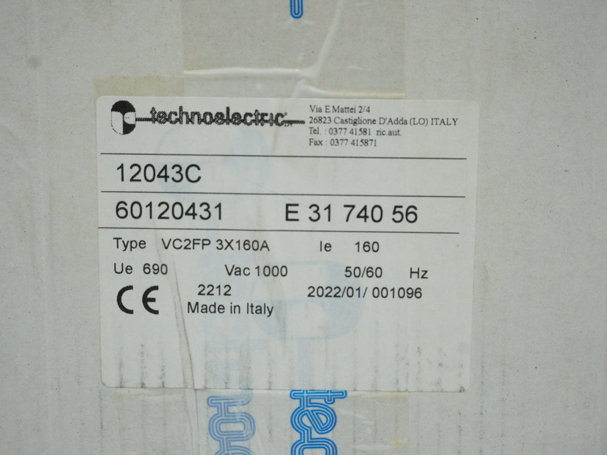 Technoelectric 60120431 VC2FP 3X160A Vacuum Contactor
