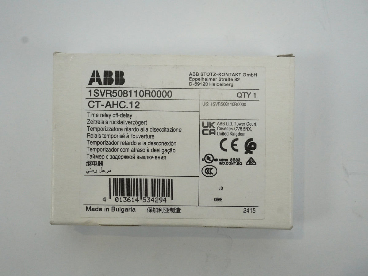 Abb 1SVR508110R0000 CT-AHC.12 Time Relay Off-Delay Batch of 4pcs.