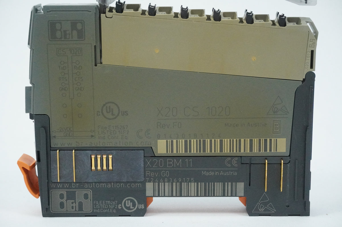 B&R X20CS1020 Serial Communication Module with X20BM11 Bus Module + X20TB12