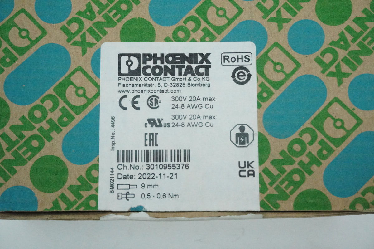 Phoenix Contact 30 76 04 0 UTI 6-PE/L/L Terminal Block Batch of 50pcs.