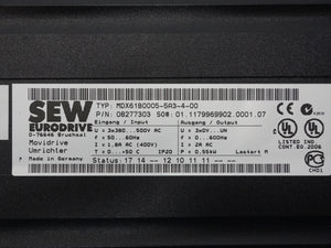 SEW-EURODRIVE 08277303 MDX61B0005-5A3-4-00 Movidrive Inverter w/ 8245630