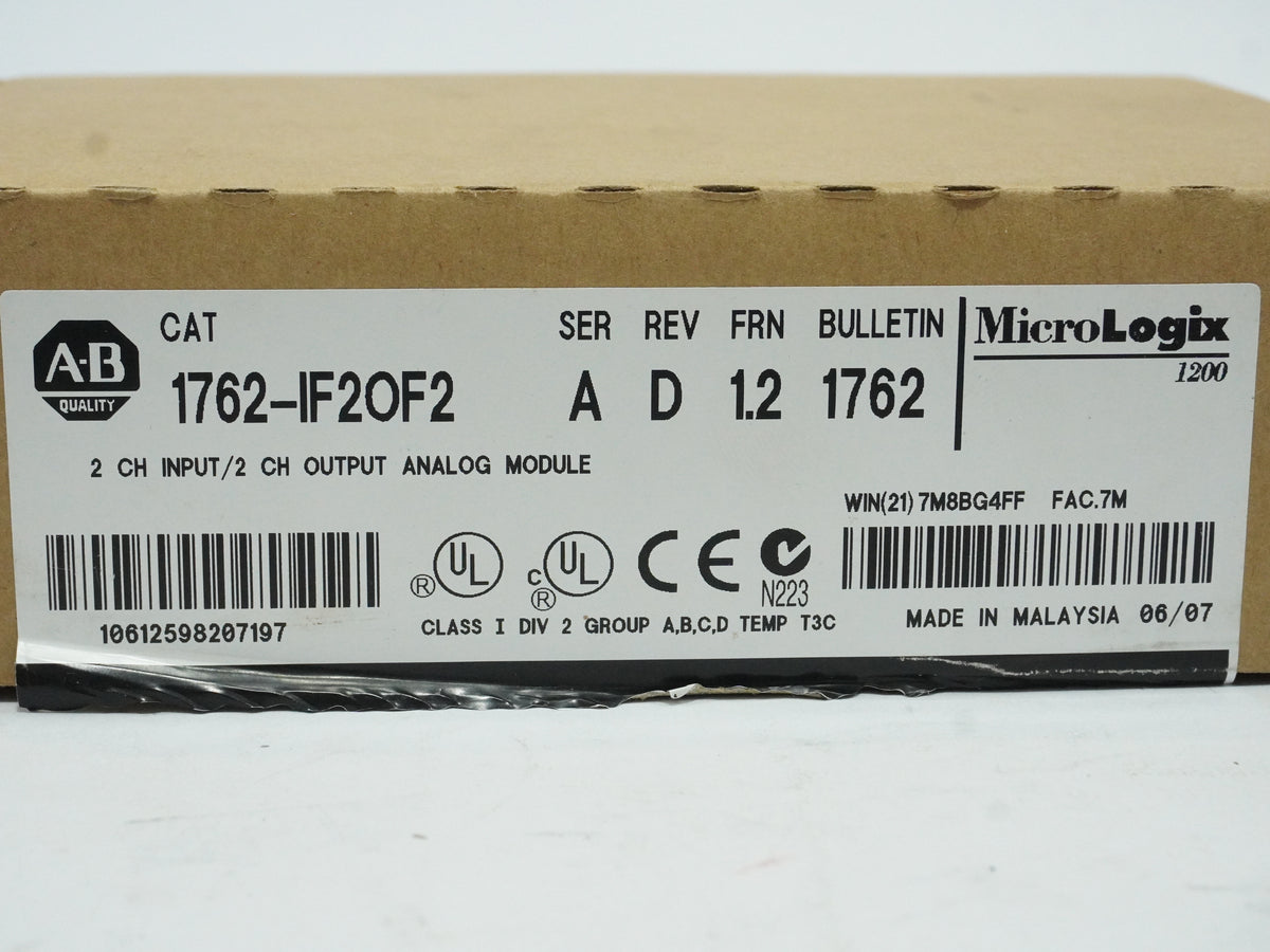 Ab 1762-IF2OF2 Ser. A MicroLogix 1200 2 CH Input/2 CH Output Analog Module