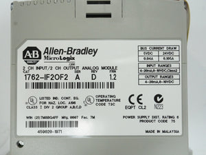 Ab 1762-IF2OF2 Ser. A MicroLogix 1200 2 CH Input/2 CH Output Analog Module