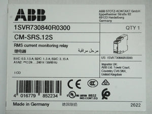 Abb 1SVR730840R0300 CM-SRS.12S RMS Current Monitoring Relay