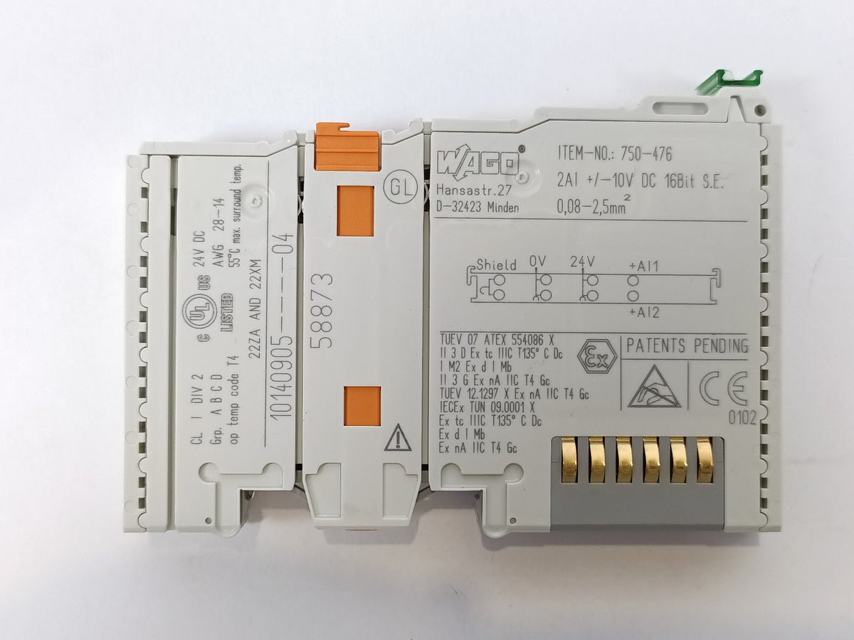 Wago 750-476 2AI +/-10V DC 16Bit S.E. Analog Input Module