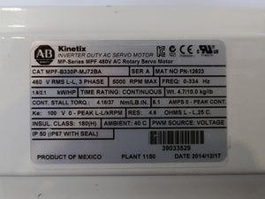 Ab MPF-B330P-MJ72BA Kinetix MP-Series MPF 480V AC Rotary Servo Motor Series A