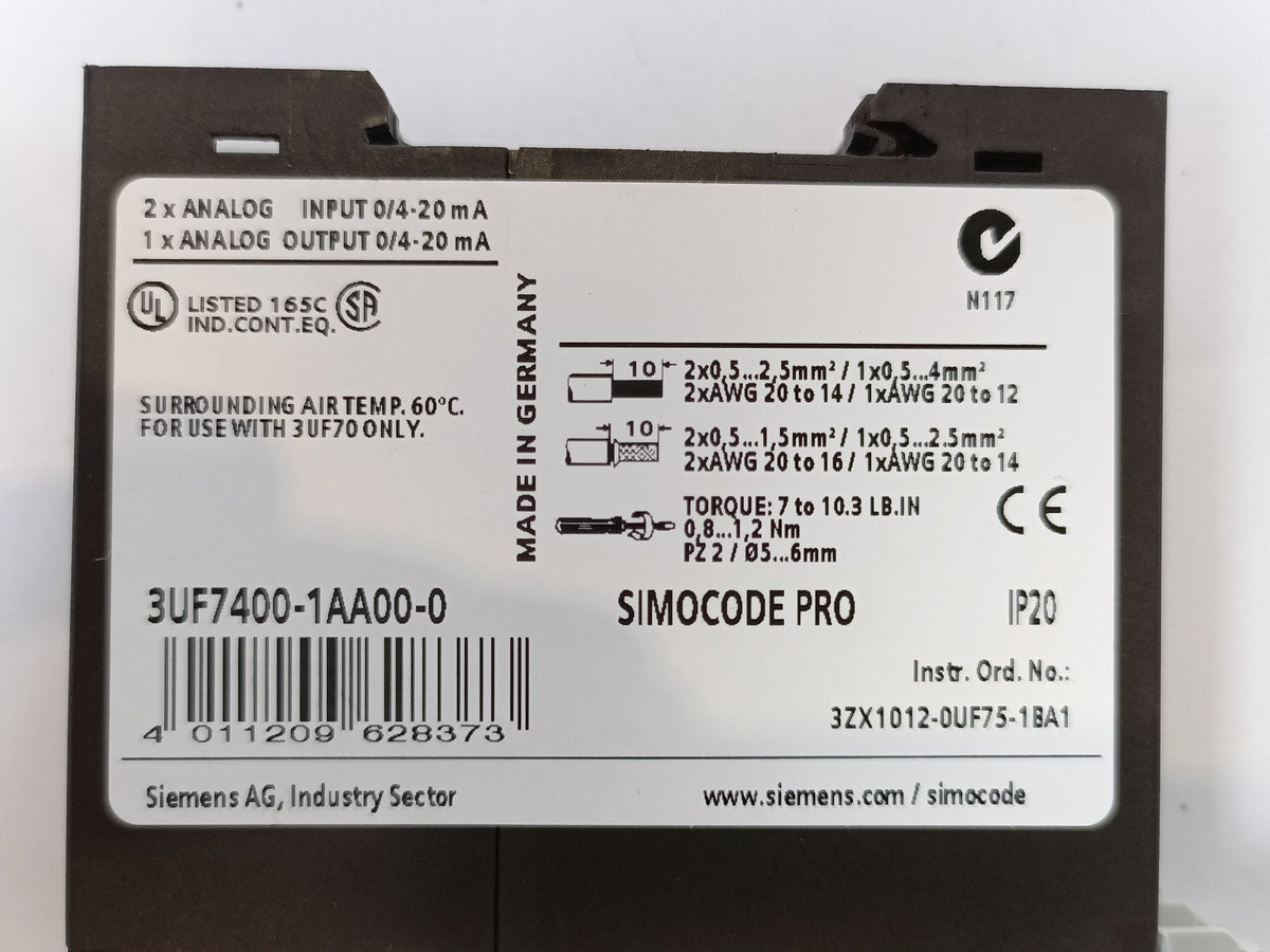 Siemens 3UF7400-1AA00-0 SIMOCODE PRO Analog Module