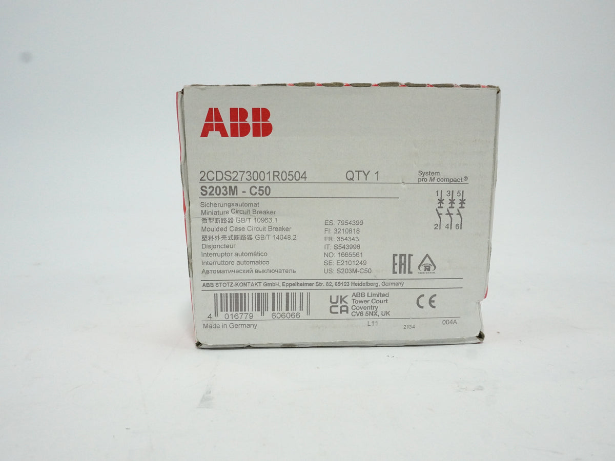 Abb 2CDS273001R0504 S203M - C50 Miniature Circuit Breaker