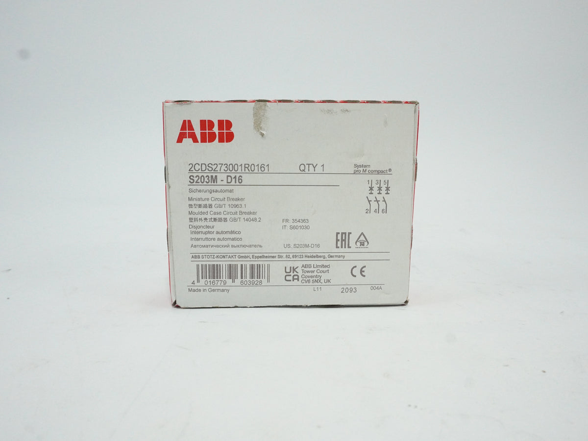 Abb 2CDS273001R0161 S203M-D16 Miniature Circuit Breaker 3-pole