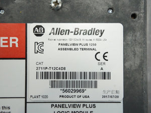Ab 2711P-T12C4D8 Ser. A PanelView Plus 1250, Assembled Terminal