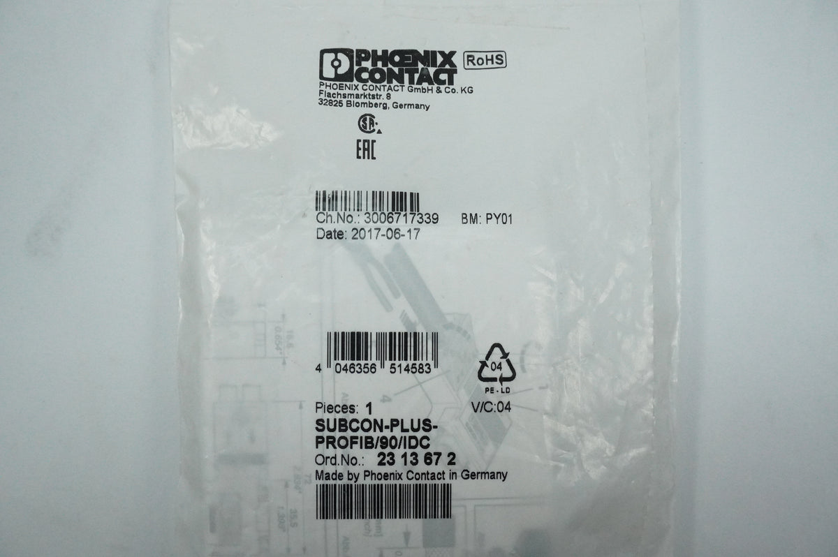 Phoenix Contact 23 13 67 2 SUBCON-PLUS-PROFIB/90/IDC D-Sub Bus Connector