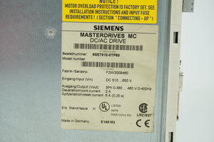 Siemens 6SE7012-0TP50 Masterdrives MC DC/AC Drive