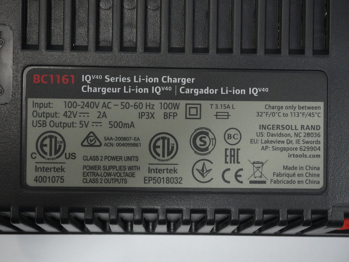 Ingersoll Rand BC1161 IQV40 Series Li-ion Charger Cordless BC1161