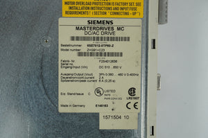 Siemens 6SE7012-0TP50-Z Masterdrives MC DC/AC Drive Z=G91+C23