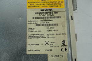 Siemens 6SE7012-0TP50-Z Masterdrives MC DC/AC Drive Z=G91+C23