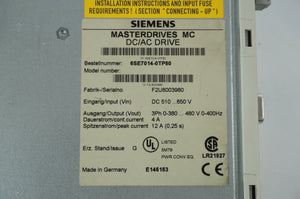 Siemens 6SE7014-0TP50 Masterdrives MC DC/AC drive