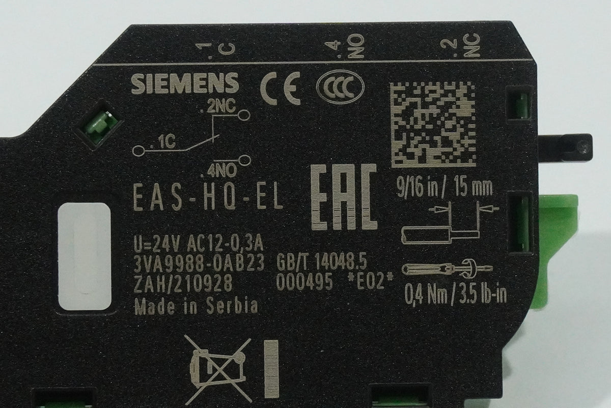 Siemens 3VA9988-0AB23 Electrical Alarm Switch Type HQ_EL