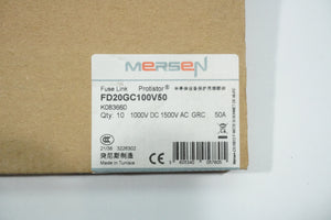 Mersen FD20GC100V50 Protistor Fuse Link FD20GC100V50 Batch of 8 pcs.