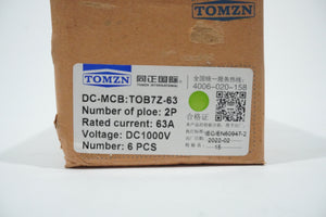 TOMZN TOB7Z-63 DC-MCB TOB7Z-63 2P 63A DC1000V Miniature Circuit Breaker