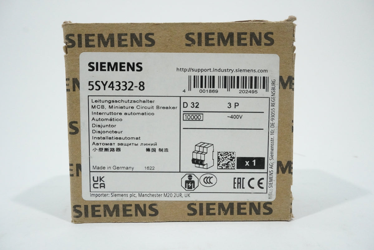 Siemens 5SY4332-8 MCB Miniature Circuit Breaker D32 3P