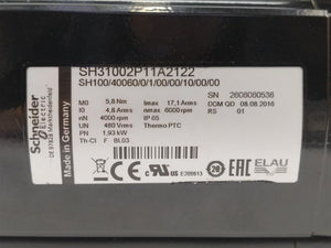 Schneider Electric SH31002P11A2122 SH100/40060/0/1/00/00/10/00/00 Servo Motor