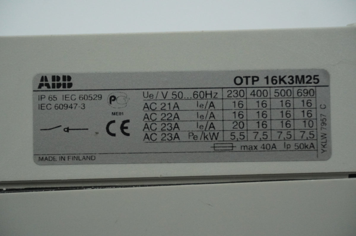 Abb OTP 16K3M25 Rotary Disconnect Switch