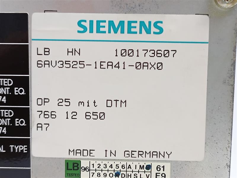 Siemens 6AV3525-1EA41-0AX0 Coros OP25 Control Unit - Defective Display
