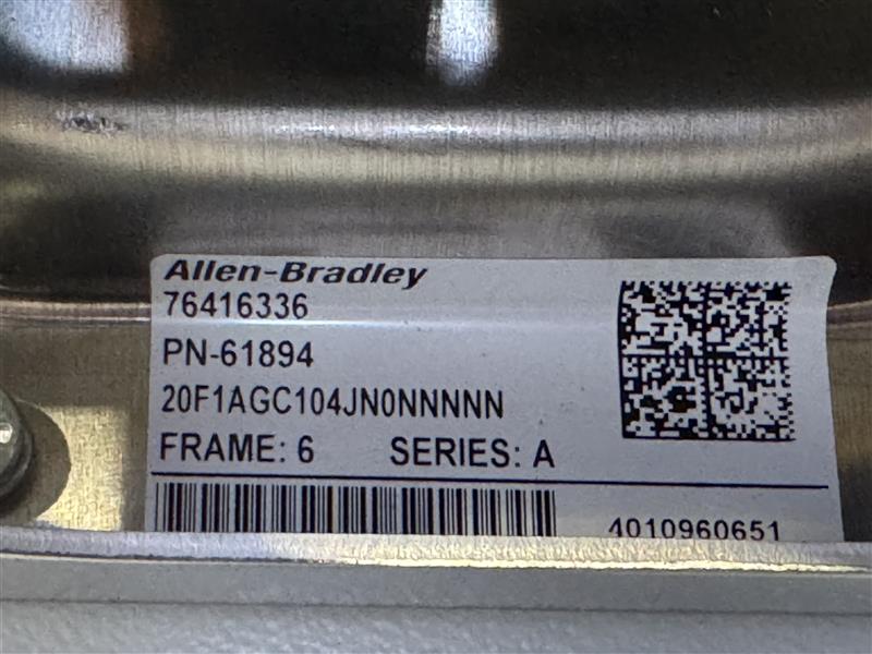 AB 20F1AGC104JN0NNNNN Ser. A. AC Drive 400VAC, 3Phase, 104A, 55kW