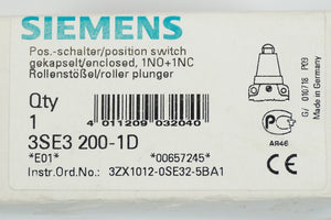 Siemens 3SE3 200-1D Position Switch Enclosed Roller Plunger 1NO+1NC