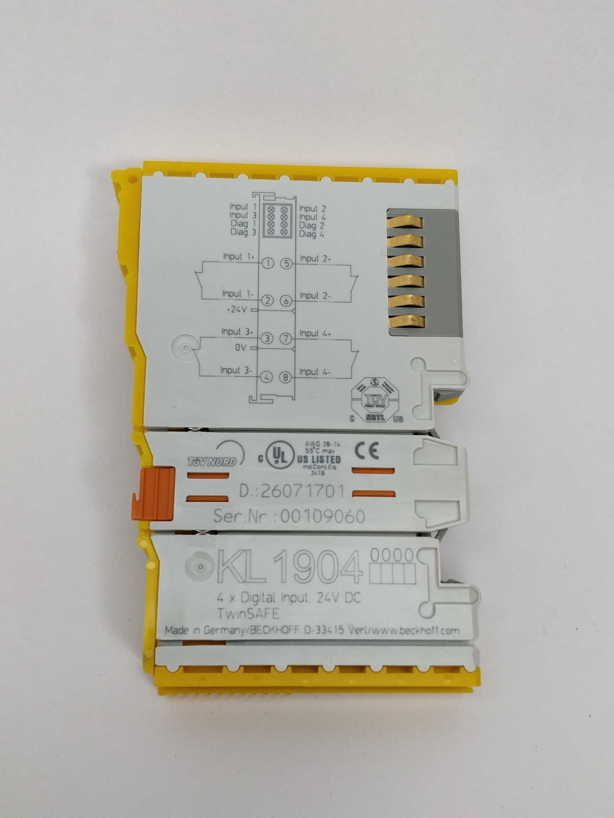 Beckhoff KL1904 4-channel digital input, 24 V DC, TwinSAFE